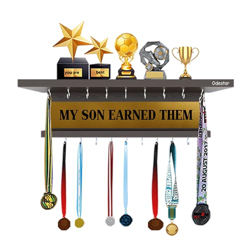 Odestar Medal Display Rack and Trophy Shelf for Home Wall Decoration Wooden Wall - Image 2