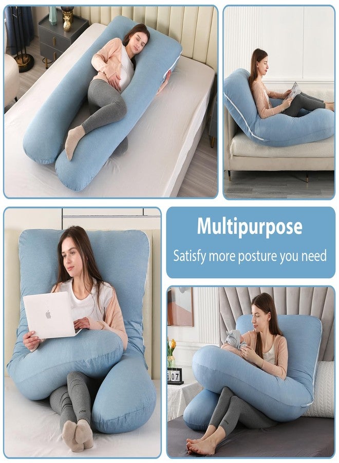 Amagoing Cooling Pregnancy Pillow for Sleeping, U Shaped Maternity Full Body Pillow for Women with Hip, Leg, Back Pain Support, Removable Cooling Cover Included (Light Blue) - Image 5