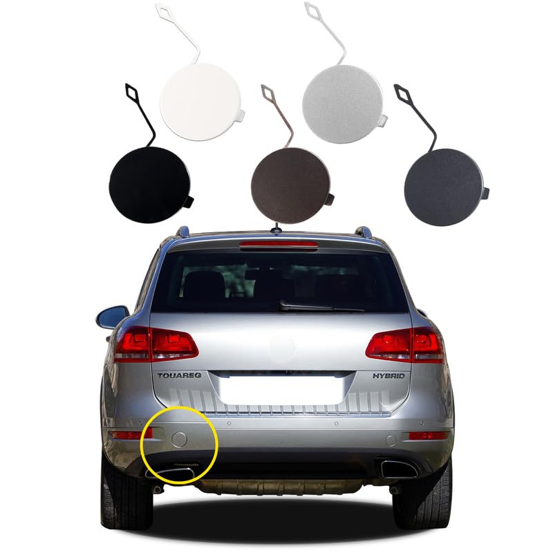 Goholy Car Rear Bumper Tow Hook Cover Compatible with VW Touareg 2011 2012 2013 2014 Trailer Cover Cap 7P6807449 Small Lid Towing Eye Cap White Left Driver Side