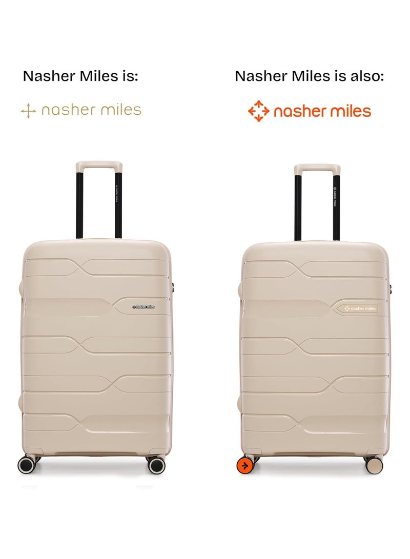 nasher miles Nasher Miles Paris Hard-Sided Polypropylene Luggage Set of 3 | 55cm, 65cm & 75cm | 8 Wheels Small, Medium & Large Trolley Bag for Travel | Suitcase (White)  - Image 3