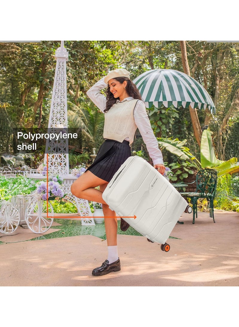 nasher miles Nasher Miles Paris Hard-Sided Polypropylene Luggage Set of 3 | 55cm, 65cm & 75cm | 8 Wheels Small, Medium & Large Trolley Bag for Travel | Suitcase (White)  - Image 2