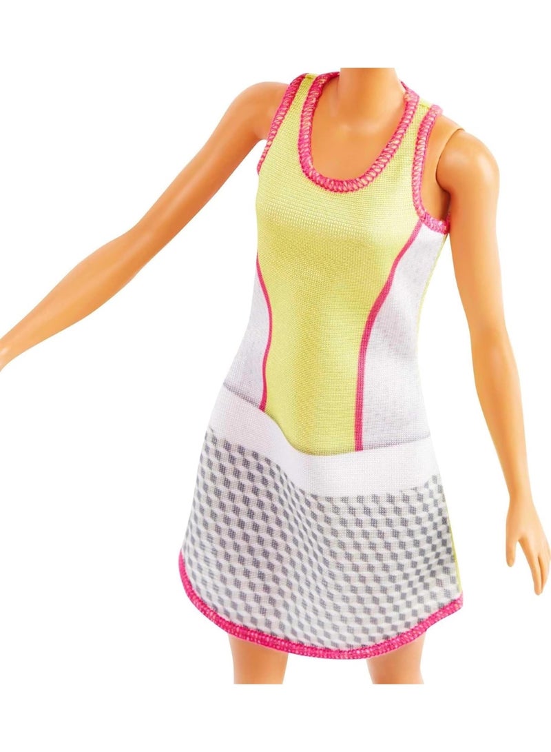 Barbie Blonde Tennis Player Doll with Chic Tennis Outfit, Racket and Ball for Ages 3 and Up - Image 4