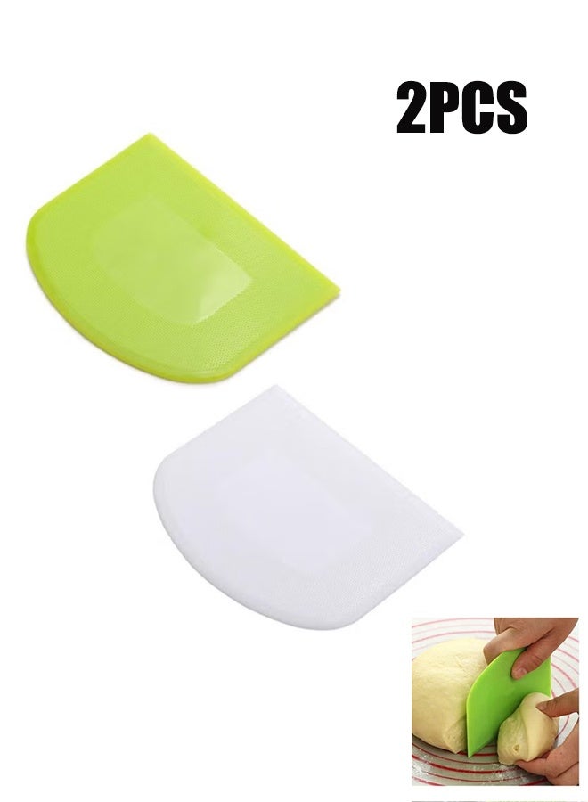 واي جيه 2 قطعة ملعقة عجين وعاء بلاستيك آمن للطعام ، ملعقة طعام متعددة الأغراض لكعكة العجين الخبز حلوى صقيع أخضر ، أبيض - Image 1
