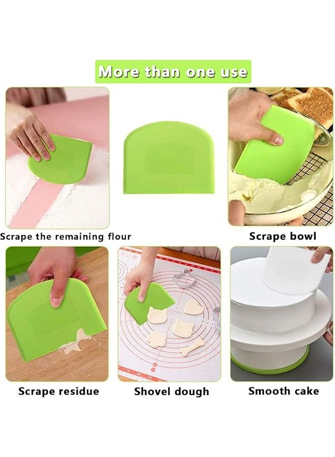 واي جيه 2 قطعة ملعقة عجين وعاء بلاستيك آمن للطعام ، ملعقة طعام متعددة الأغراض لكعكة العجين الخبز حلوى صقيع أخضر ، أبيض - Image 5