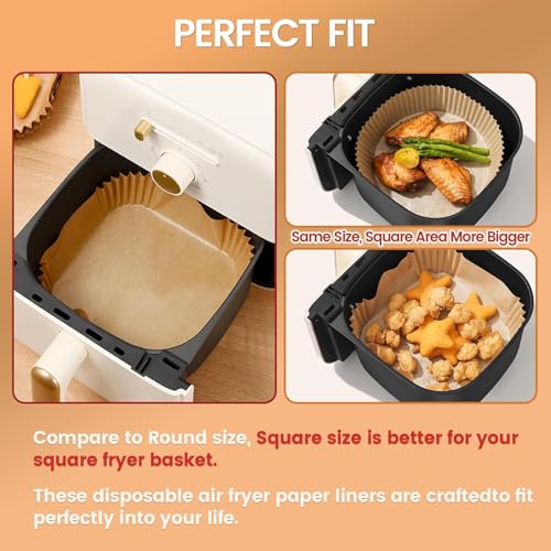 GREEVA Airfryer Papers Disposable, Non-Stick 100pcs Parchment Paper, 8 inch Oil-Proof, Food Grade Air Fryer Paper Sheet for Roasting, Baking, Cooking, Microwave - Image 2