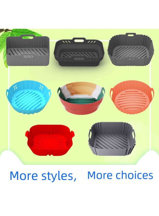 Air Fryer Silicone Pot Multi-functional Inner Coating Fryer Baking Tray Air Accessories Kitchen Cooking Utensils-Specifications:Round 4th Generation Folding + Divider Mat (grey) - Image 4