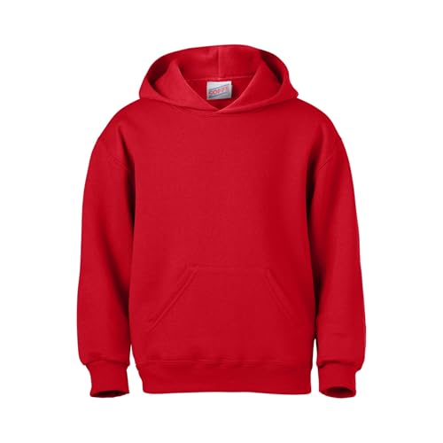 Soffe MJ Big Boys' Basic Hooded Sweatshirt, Red, X-Large - Image 1