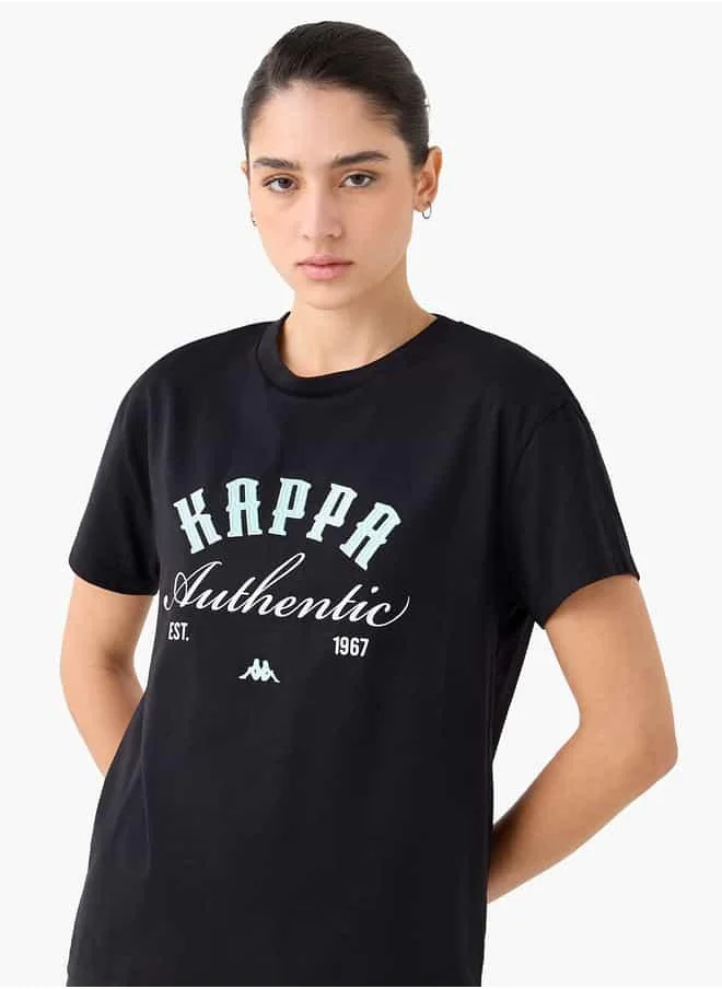 كابا Kappa Graphic Print T-shirt with Crew Neck and Short Sleeves