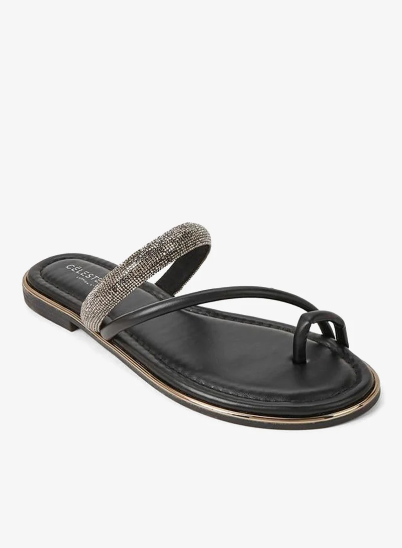 Celeste Women Stone Embellished Flat Sandals