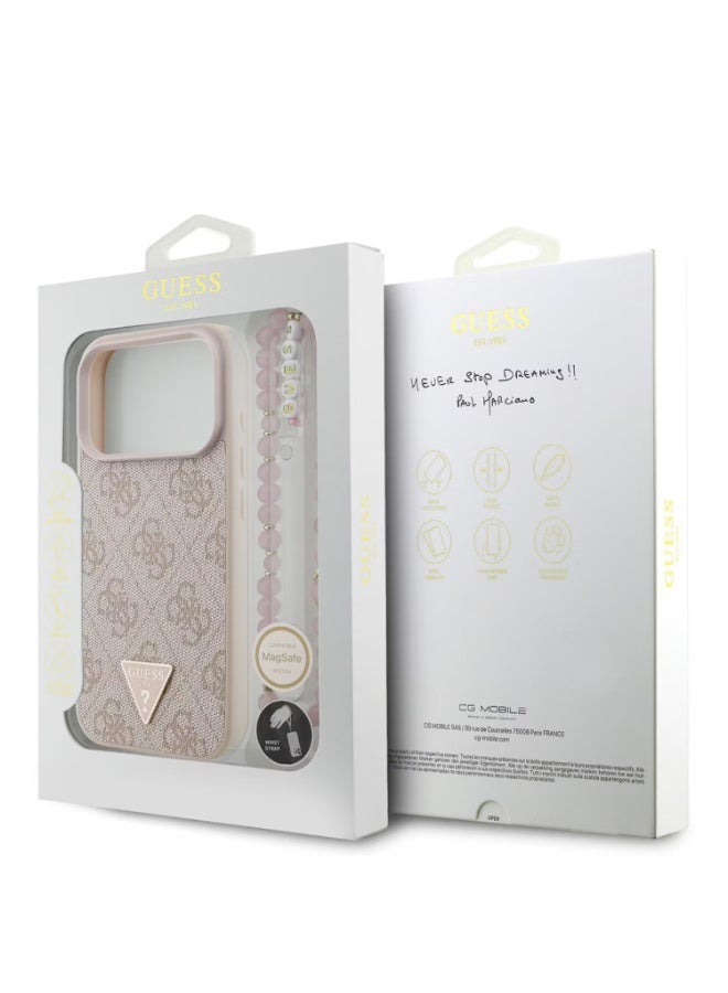 GUESS Guess MagSafe 4G PU Leather Case with Small 4G Logo & Wrist Strap for iPhone 17 Pro Max, Drop Protection, Slim Profile, Easy Snap-On, Sustainable Packaging, Comfortable Grip, Lightweight Design - Pink - Image 1