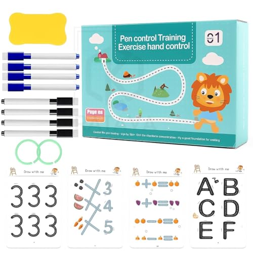 PRIMESKY Magical Tracing Workbook Set, Hand Writing Pen Control Training Book for Learning to Write The Alphabets & Numbers, Preschool Educational Reusable Learning Book for Kids (1) - Image 1