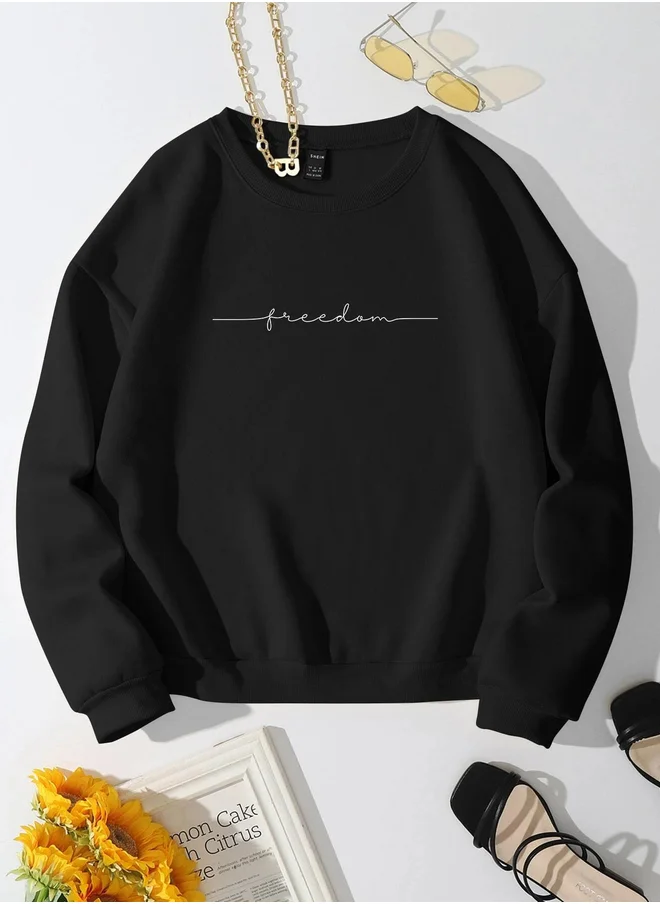Kotty Kotty Slogan Print Round Neck Sweatshirt