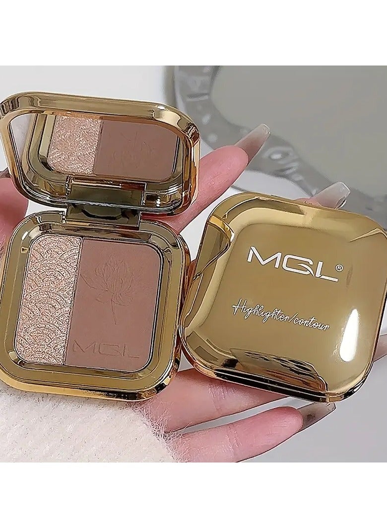 MGL Two-color Fine Shimmer Matte Plate, Waterproof Natural Makeup, Suitable For All Skin Tones, Fine Powder And Easy To Color - Image 1