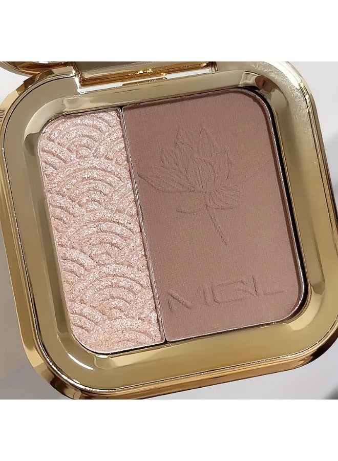 MGL Two-color Fine Shimmer Matte Plate, Waterproof Natural Makeup, Suitable For All Skin Tones, Fine Powder And Easy To Color - Image 4