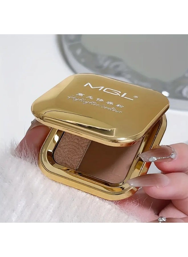MGL Two-color Fine Shimmer Matte Plate, Waterproof Natural Makeup, Suitable For All Skin Tones, Fine Powder And Easy To Color - Image 2