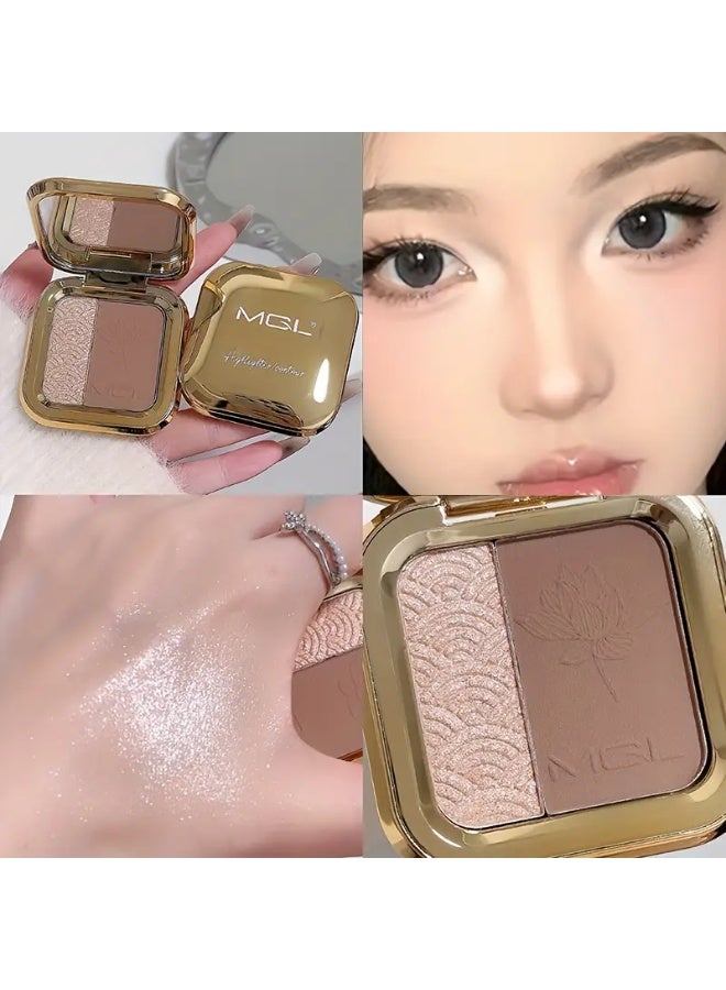MGL Two-color Fine Shimmer Matte Plate, Waterproof Natural Makeup, Suitable For All Skin Tones, Fine Powder And Easy To Color - Image 5