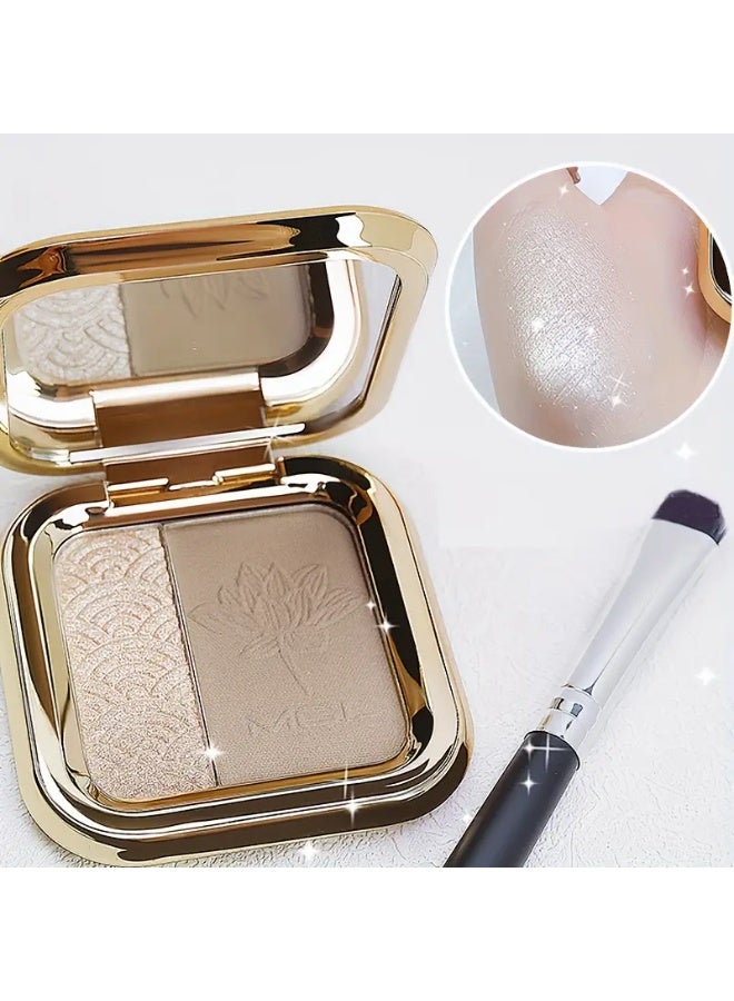 MGL Two-color Fine Shimmer Matte Plate, Waterproof Natural Makeup, Suitable For All Skin Tones, Fine Powder And Easy To Color - Image 3