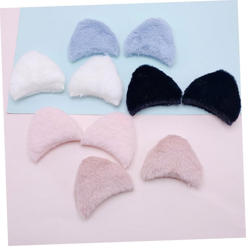 Outanaya 10pcs Diy Cat Ears Hairband Charms Fuzzy Rabbit Fur Cute Cat Shape for Boys and Girls Crafts Decor - Image 3