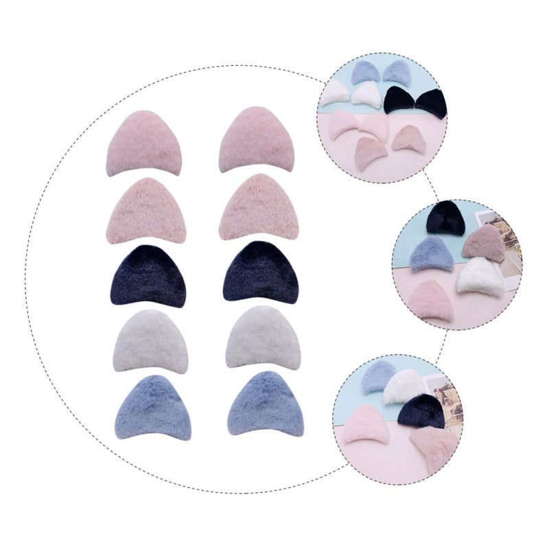 Outanaya 10pcs Diy Cat Ears Hairband Charms Fuzzy Rabbit Fur Cute Cat Shape for Boys and Girls Crafts Decor - Image 5