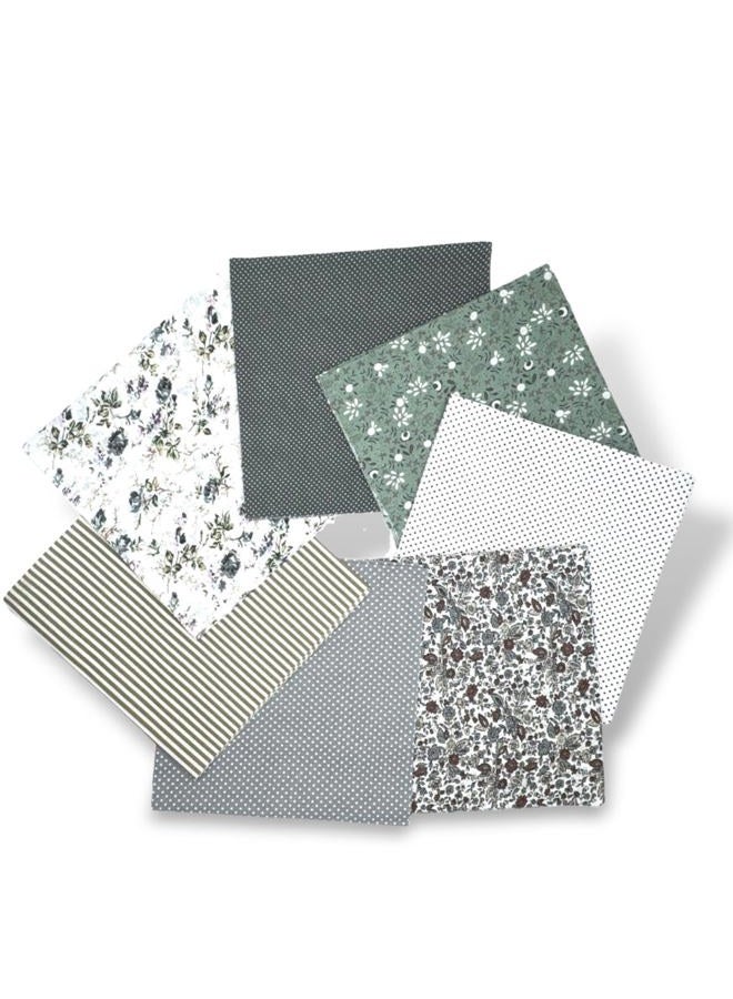 VUFVOID High-Grade Cotton Quilting Fabric Bundle, 100% Cotton Floral Print Patchwork Material for DIY Sewing, Cushions, Crafts, Machine Washable, Multi-Color Patterns (White Gray, 20 * 20'') - Image 1