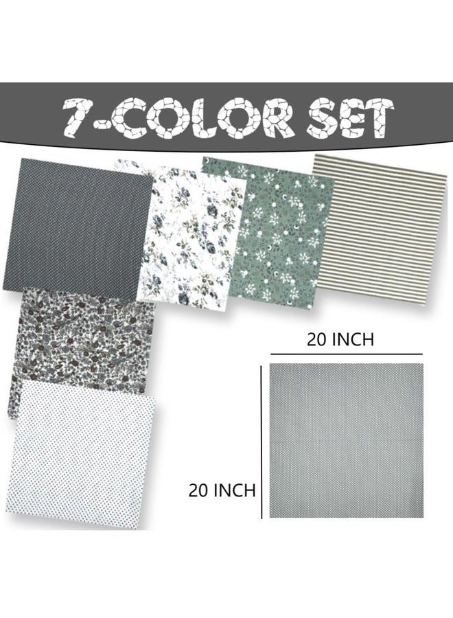 VUFVOID High-Grade Cotton Quilting Fabric Bundle, 100% Cotton Floral Print Patchwork Material for DIY Sewing, Cushions, Crafts, Machine Washable, Multi-Color Patterns (White Gray, 20 * 20'') - Image 2