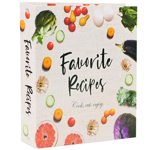 CraftSaints Recipe Binder 8.5x11, 3 Ring DIY Cookbook Binder Kit 12 Dividers & 25 Plastic Sleeves & 25 Recipe Pages & 36 Labels, Recipe Organizer Binder Kit, Recipe Book (Vegetable) - Image 1