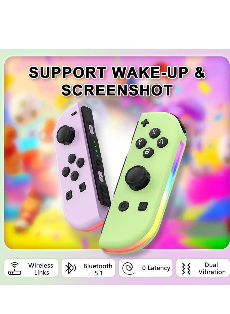 SOLARAE Joy Cons Wireless Controller for Nintendo Switch, Replacement for Switch Joypad with RGB Light, Joystick Support Double Vibration/Wake-up/Screenshot (Pink) - Image 3