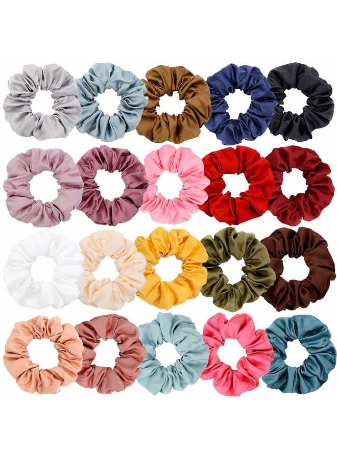 Chloven 20 Colors Large Satin Hair Scrunchies Elastic Hair Bobbles Ponytail Holder Hair Scrunchy Vintage Hair Ties Accessories for Women Girls - Image 1