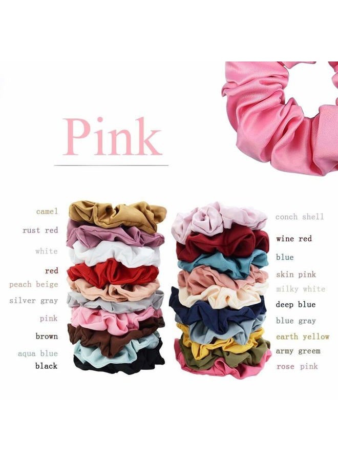 Chloven 20 Colors Large Satin Hair Scrunchies Elastic Hair Bobbles Ponytail Holder Hair Scrunchy Vintage Hair Ties Accessories for Women Girls - Image 2