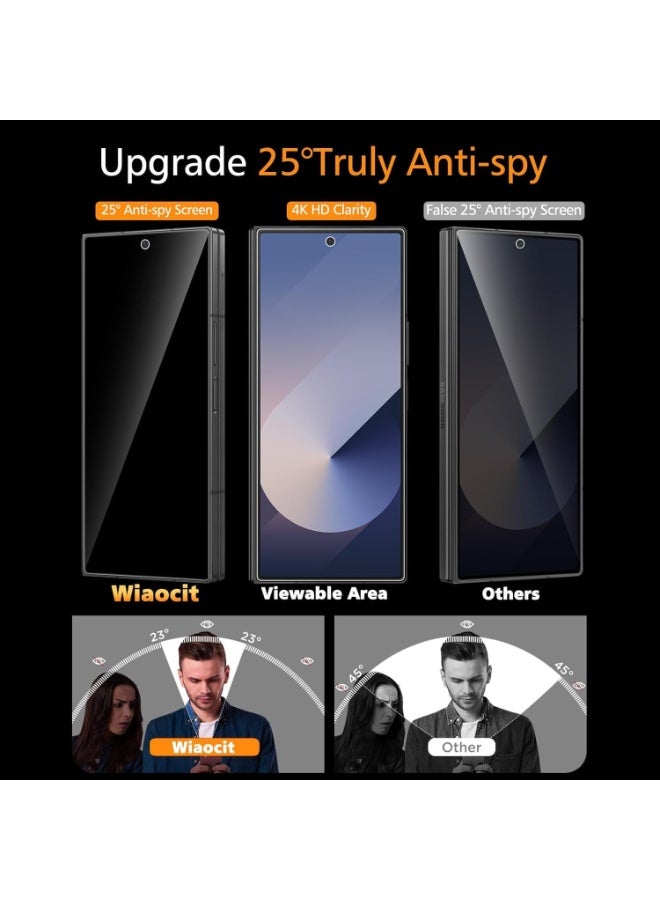 Muzz حماية شاشة سامسونج جالاكسي زد فولد 7، زجاج مقسى 9H، أمامي وخلفي، عبوة واحدة، أسود (خصوصية) - Image 5