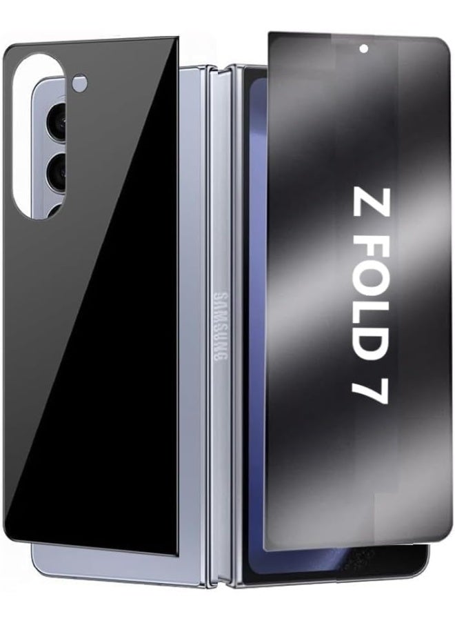 Muzz حماية شاشة سامسونج جالاكسي زد فولد 7، زجاج مقسى 9H، أمامي وخلفي، عبوة واحدة، أسود (خصوصية) - Image 1