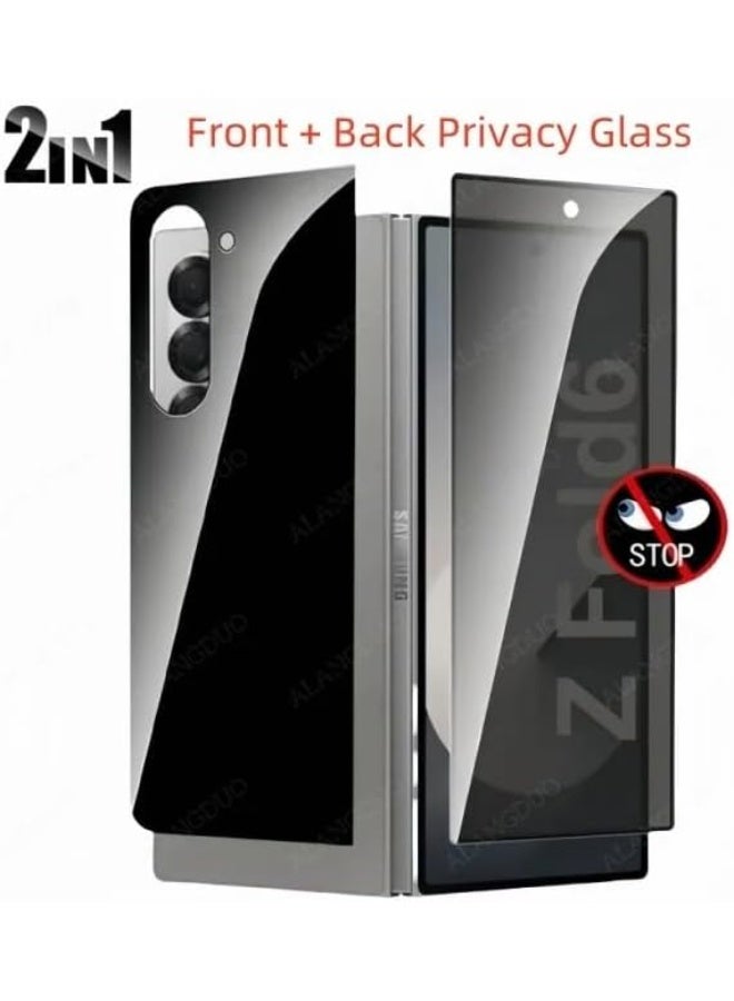 Muzz حماية شاشة سامسونج جالاكسي زد فولد 7، زجاج مقسى 9H، أمامي وخلفي، عبوة واحدة، أسود (خصوصية) - Image 3