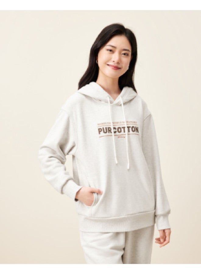 purcotton Ladies' Winter Thick Fleece Hoodie, Loose Casual Fit With Hood, Comfortable And Non-Restrictive - Image 1