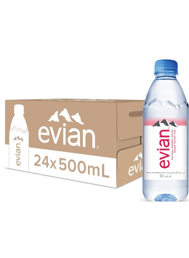 Evian Naturally Bottled Filtered Mineral Drinking Water 24x 500 ML - Image 1