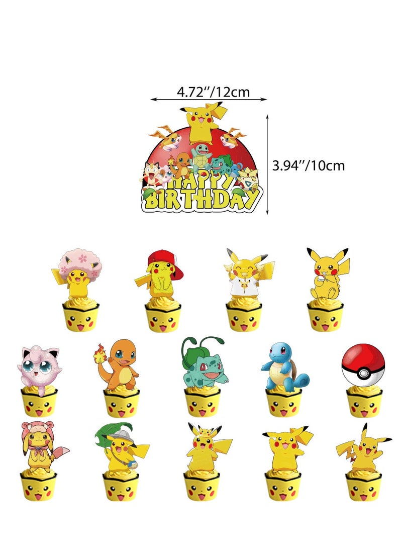 Pokemon Pokémon Themed Party Balloons Set with Birthday Banner & Cake Topper - Pikachu & Friends Decor for Kids' Indoor/Outdoor Celebrations - Image 3