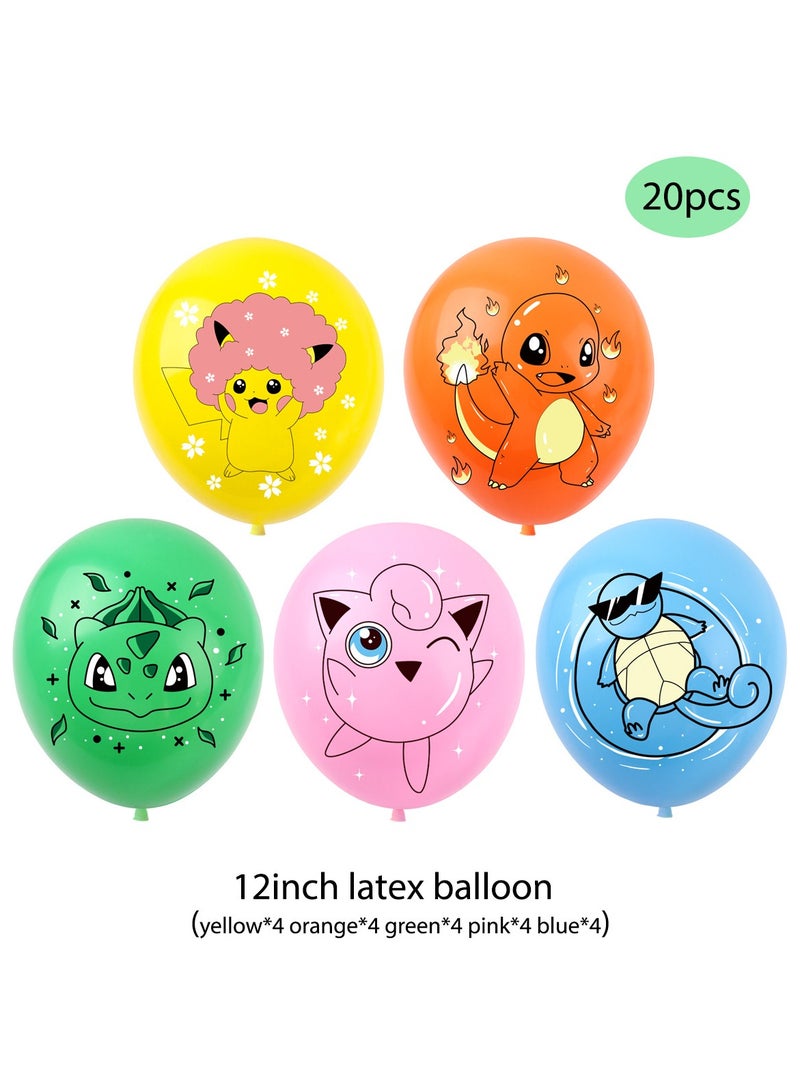 Pokemon Pokémon Themed Party Balloons Set with Birthday Banner & Cake Topper - Pikachu & Friends Decor for Kids' Indoor/Outdoor Celebrations - Image 5