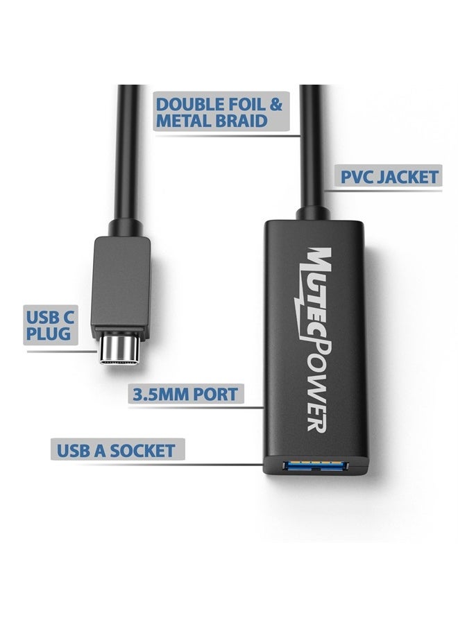 MutecPower - 32ft USB C to USB A adapter cable OTG USB 3.0 type C male to Active USB type A female With extension chipset signal repeater - 32 Foot 10m- compatible with Macbook Apple Samsung Galaxy Dell - Image 1