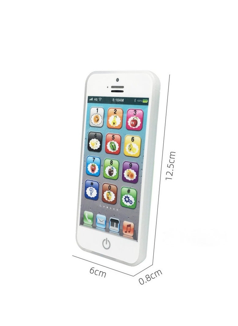 Toy Learning Play Cell Phone with 8 Functions and Dazzling Lights Interactive Toy for Toddler, Baby, Kids (White) - Image 3
