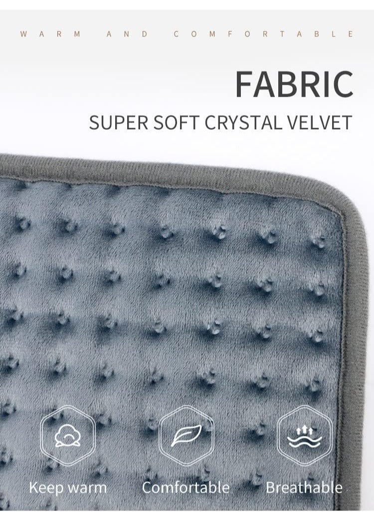 PENG GENERAL Heating Pad Heat Electric Blanket 12in x 24in Heating Pad Soft Flannel Grey  - Image 4