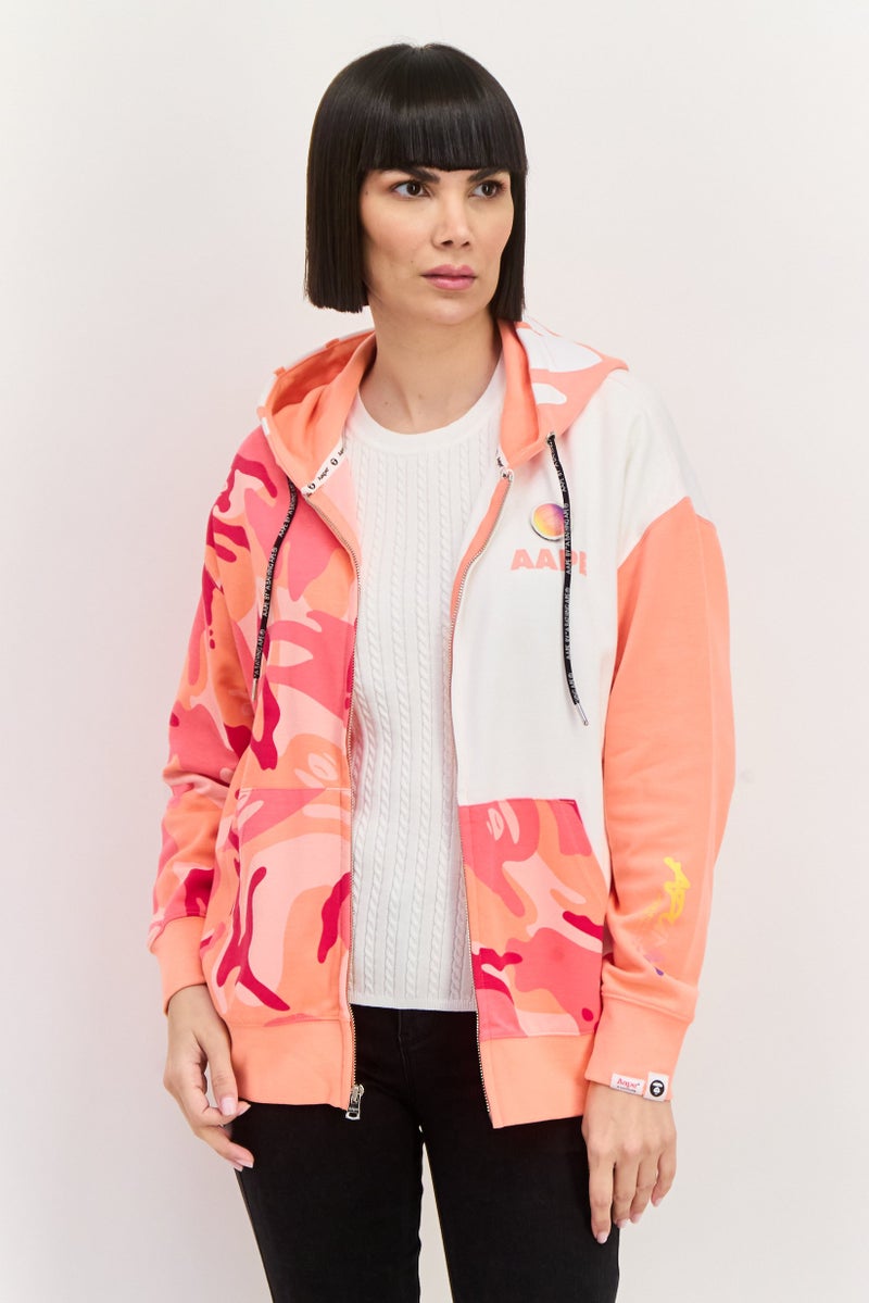 Aape By A Bathing Ape Women Brand Logo Long Sleeves Hooded Sweatshirt, White - Image 1