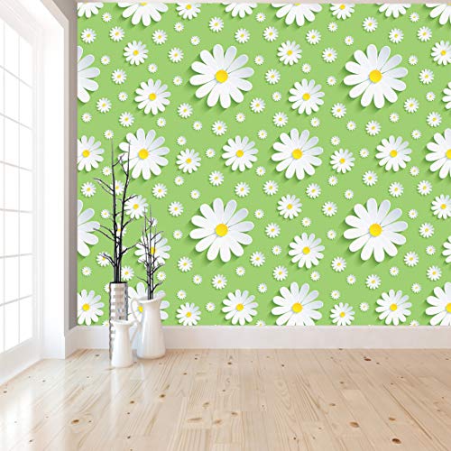 WallDaddy Wallpaper Stickers for Home Decoration Extra Large Size (300x40) Cm Wall Paper for Living Room | Self Adhesive Wall Stickers for Home Green & White Flower Waterproof Kitchen Wall Papers - Image 4