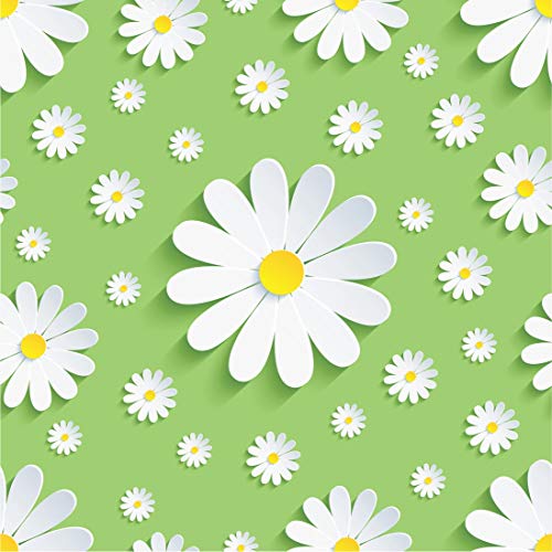WallDaddy Wallpaper Stickers for Home Decoration Extra Large Size (300x40) Cm Wall Paper for Living Room | Self Adhesive Wall Stickers for Home Green & White Flower Waterproof Kitchen Wall Papers - Image 1