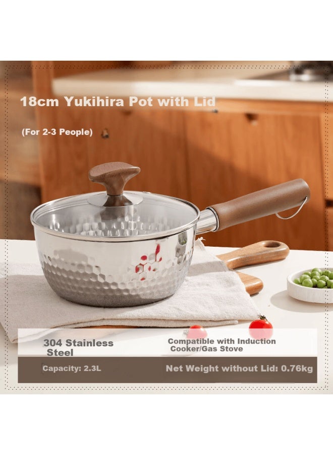 Bayco Yukihira Pot 304 Stainless Steel Food Grade Milk Pot Baby Food Small Soup Pot Instant Noodle Cooking Pot 18cm Bg8748 - Image 1