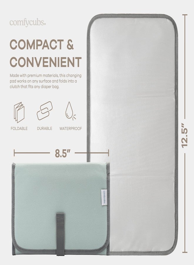Comfy Cubs Baby Changing Pad Compact Size - Waterproof Diaper Changing Mat with Cushioned Pillow - Soft & Lightweight, Foldable Design for Travel - Stylish Design for Boys and Girls - Earth Green - Image 3