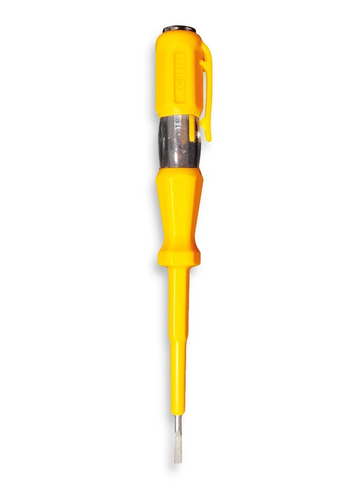 ABC Electrical testing screwdriver with built-in indicator light 500V that automatically lights up when an electric current is detected, made of plastic for high-quality insulation, sharp flat head suitable for simple screwing and tightening, as well as testing function  - Image 1