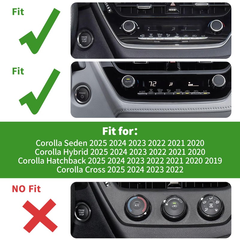 Polodunn for 2020-2025 2026 Toyota Corolla & 2022-2025 2026 Corolla Cross Accessories, 4pcs Aluminum Alloy Knob Cover Trim Set - Rearview Mirror Switch, AC & Push Start (Red) - Image 2