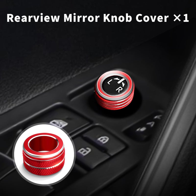 Polodunn for 2020-2025 2026 Toyota Corolla & 2022-2025 2026 Corolla Cross Accessories, 4pcs Aluminum Alloy Knob Cover Trim Set - Rearview Mirror Switch, AC & Push Start (Red) - Image 3
