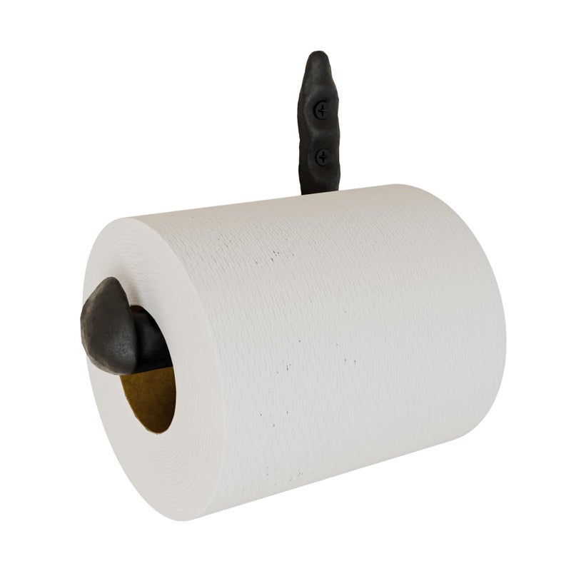 Rustic State Puntal Toilet Paper Holder Cast Iron Tissue Roll Hanger with Hammered Texture - Railroad Spike Industrial Design - Black - Image 5
