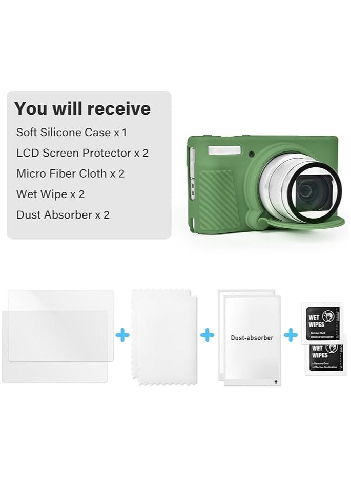 Canon SX740 Camera Bag Accessory Set 【with 2 LCD tempered film】, silicone protective case compatible with Canon PowerShot SX730 SX740 HS digital camera - Image 2