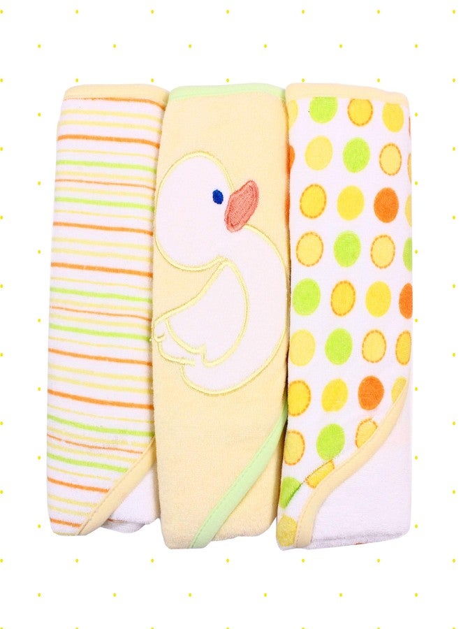 Spasilk Hooded Towel Set for Newborn Boys and Girls, Soft Terry Towel Set, Pack of 3, Yellow Duck - Image 2